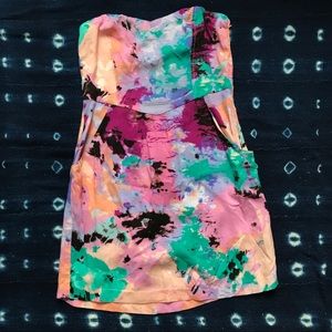 Zumiez Strapless Watercolor Dress with pockets